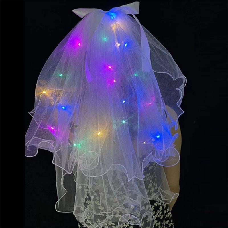 ม่านไฟ LED สำหรับเจ้าสาวผ้าคลุมหน้าเจ้าสาวพร้อมมงกุฎเครื่องประดับผมสำหรับงานเลี้ยงงานแต่งงานที่หรูหราและสวยงามสำหรับผู้หญิง2023ใหม่