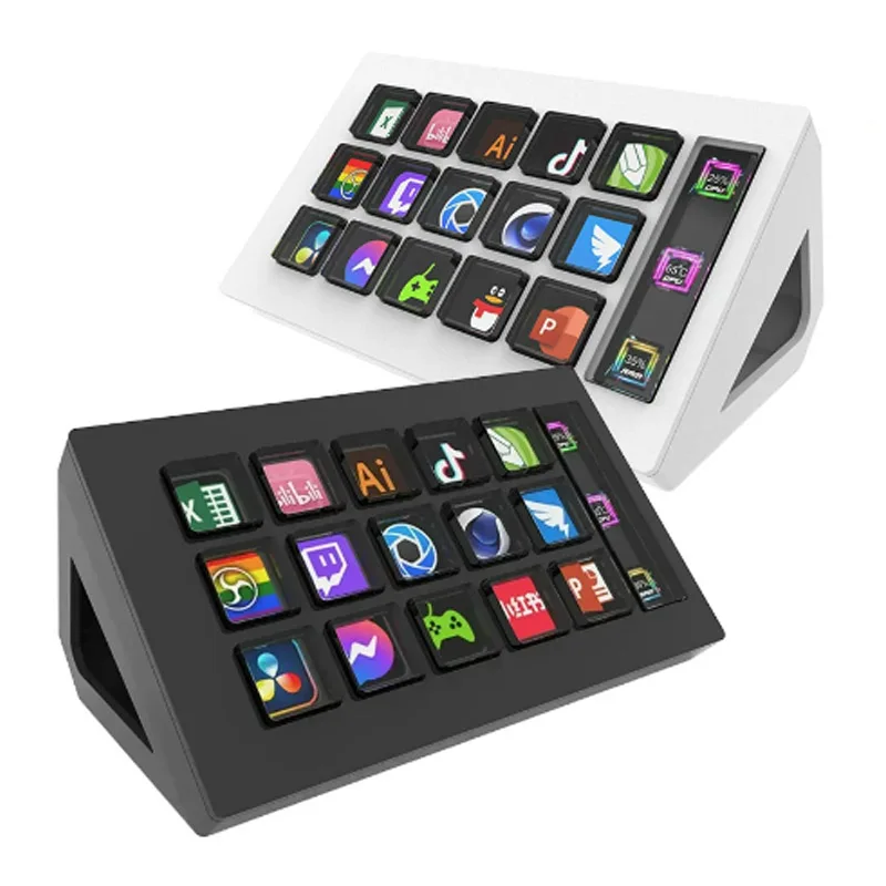 Teclado Visual Stream Deck, botón LCD, 15 teclas, controlador de creación de contenido en vivo, personalizable para regalos Windows/MacOS/Android/iOS