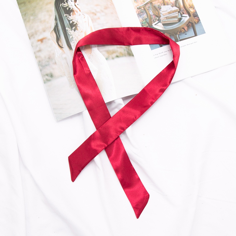 30 色の女性ナローロングスカーフ 100 × 4 センチメートル無地シフォン赤ネクタイ黒バッグリボンヘッドバンドチョーカーストリーマー女性アクセサリー