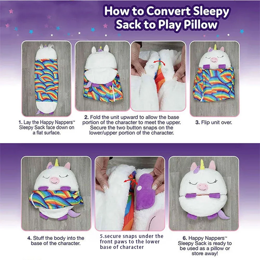 생일 선물을위한 어린이 만화 수면 자루 어린이 침낭 봉제 인형 베개 아기 소년 소녀 따뜻한 부드러운 게으른 Sleepsacks