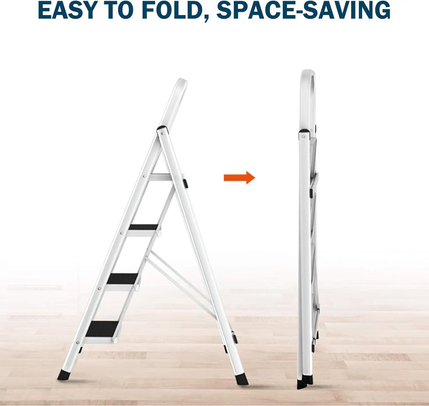 DayPlus Sgabello pieghevole di sicurezza Scaletta a 2-4 gradini Scaletta pieghevole portatile Piedini antiscivolo per ufficio domestico interno ed esterno