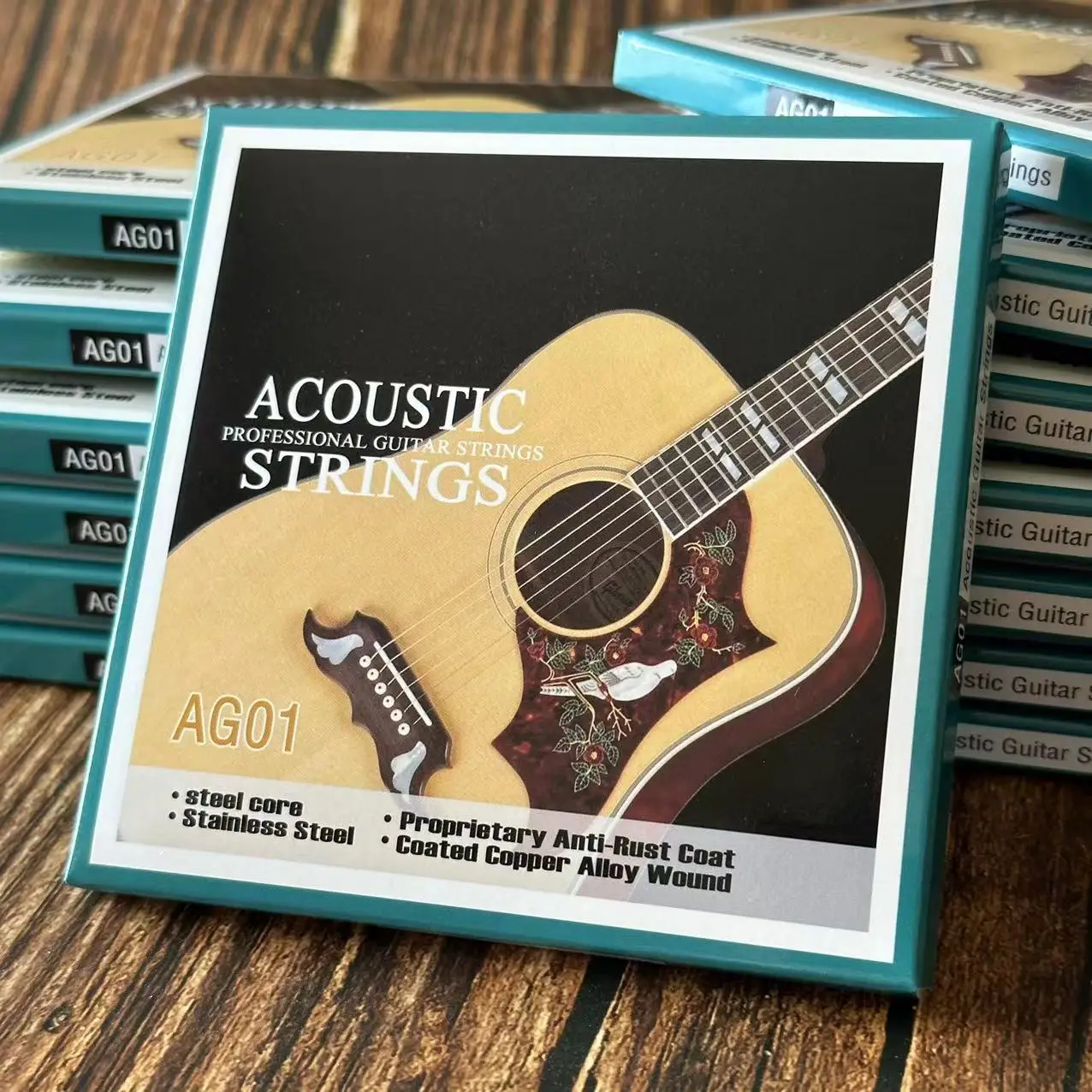 Cuerdas para guitarra acústica: acero inoxidable, aleación de cobre recubierta, núcleo de acero de calidad para piezas de guitarra popular 010-047 (luz)