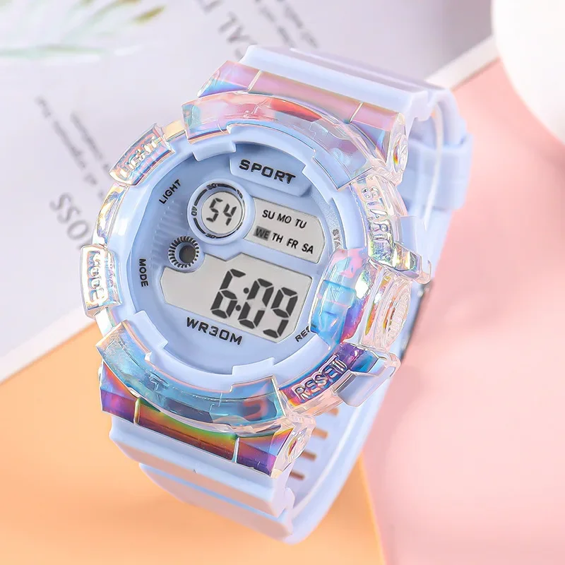 แฟชั่นนาฬิกาเด็ก LED นาฬิกาดิจิตอลสําหรับเด็กชายและเด็กหญิงกีฬานาฬิกาปลุก Luminous นักเรียนนาฬิกาข้อมืออิเล็กทรอนิกส์