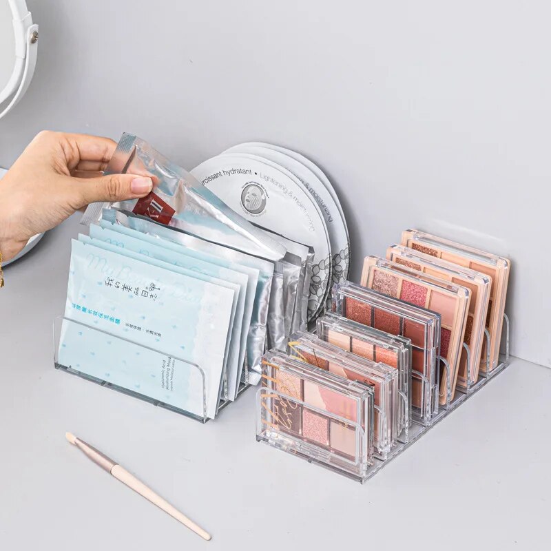 Bandeja de sombra de olho rack de armazenamento transparente caixa de pó desktop gaveta compartimento cor cosméticos prateleira