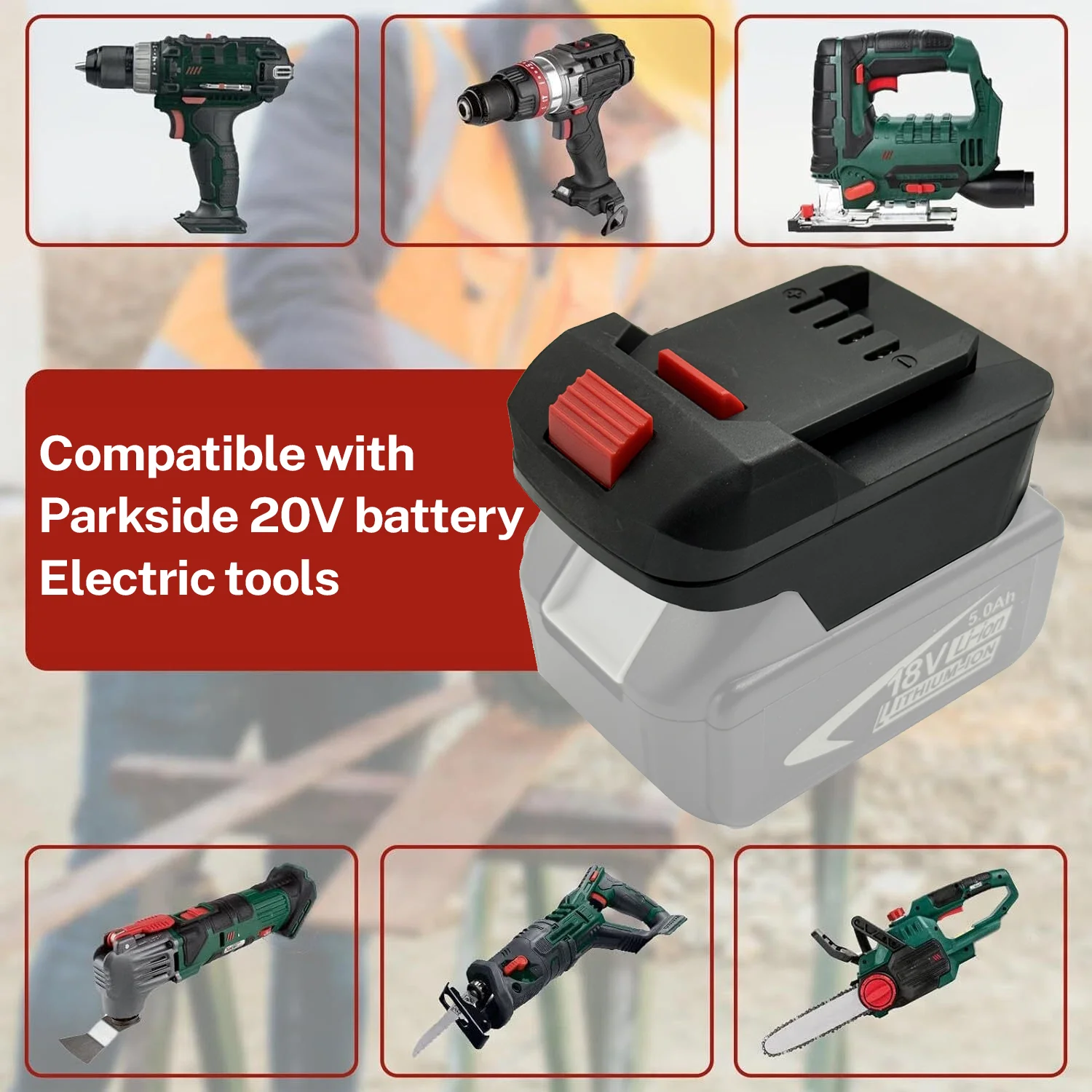 Adapter konwerter akumulatora Makita 18V Li-ion na akumulator Lidl Parkside X20V do elektronarzędzi (BEZ akumulatora)