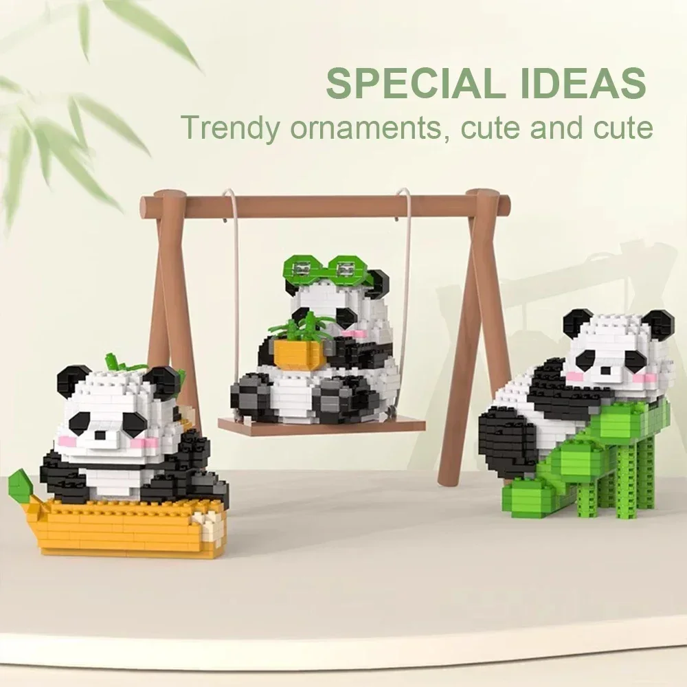 Criativo diy montar animal bonito mini estilo chinês animal panda bloco de construção brinquedos educativos menino para crianças modelo tijolos