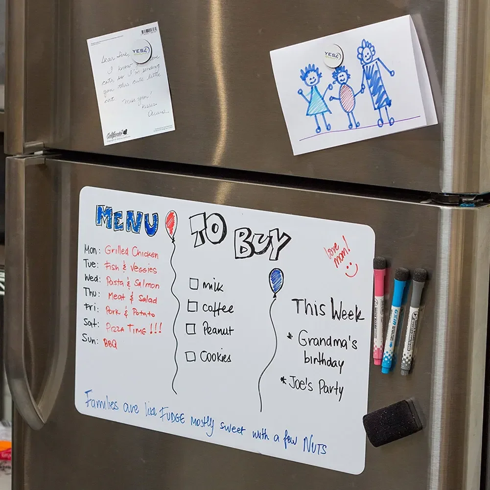 A3 A4 Magnetic Whiteboard Fridge Magnets Dry Wipe White Board Marker Writing Record Message Board Remind Memo Pad Gift Kitchen