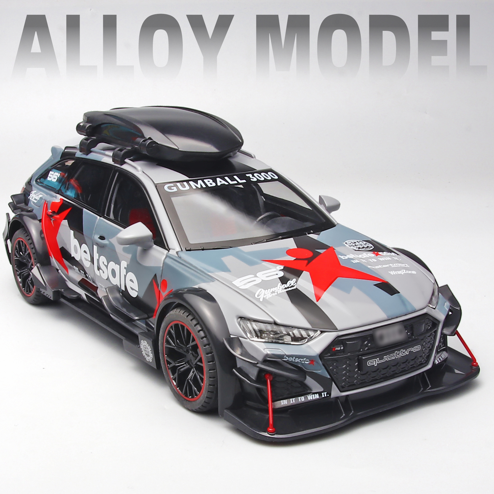 1/24 Audi RS6 vehículos modificados modelo de coche juguetes aleación Diecast con luz trasera y sonido modelo coches niños regalos para niños € 1