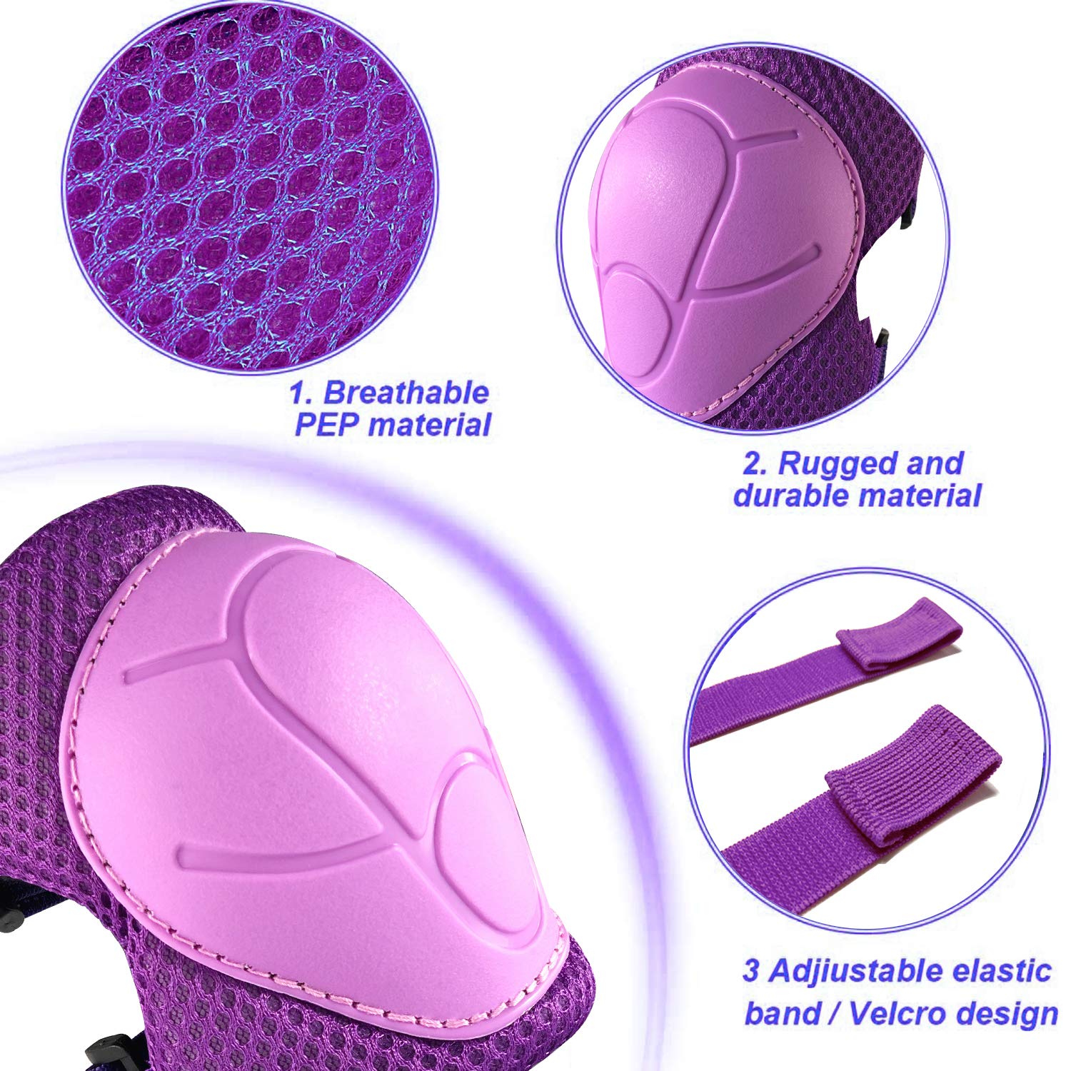 Rodilleras y coderas para niños, conjunto de equipo de protección para niñas y niños con muñequeras 3 en 1 para patinaje, ciclismo, Scooter