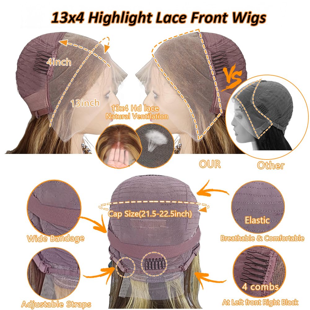 ブラジルのナチュラルヘアウィッグ,ストレートヘア,HD,事前に抜いたヘアライン,13x4, 150%,新品