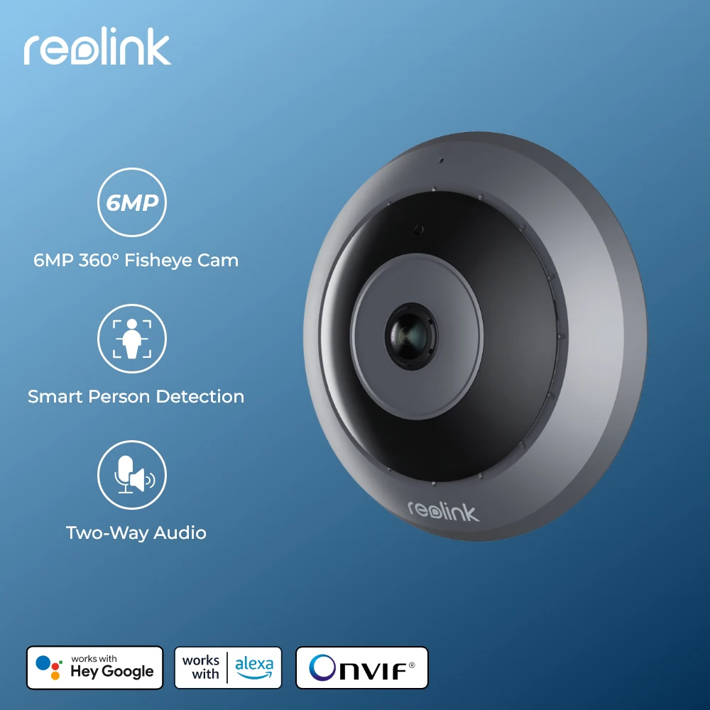 Reolink cámara de seguridad WiFi ojo de pez de 6MP cámara interior inalámbrica de 2,4/5GHz Audio bidireccional detección inteligente cámaras PoE panorámicas de 360°