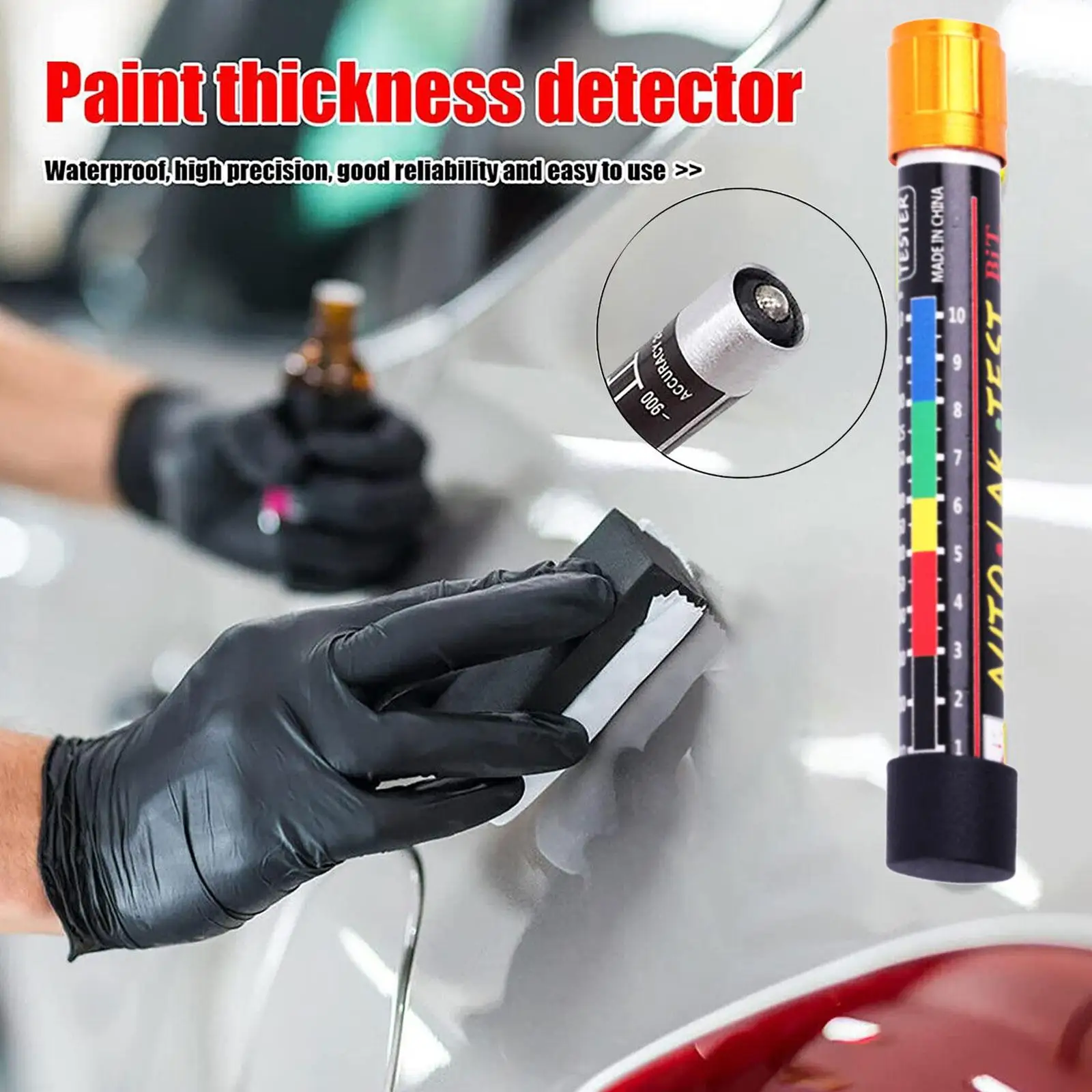 Bolígrafo probador de espesor de pintura de coche con escala, medidor portátil de revestimiento de pintura de coche, herramientas de medidor de pintura de carrocería
