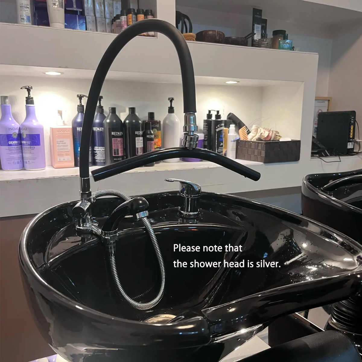 Pommeau de douche spa réglable, équipement pour shampoing, lit, chaise, évier, salon de coiffure, cascade