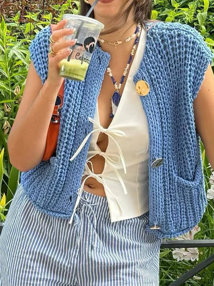 Frauen Gestrickte Weste Chic Kleidung Rot Farbe Ärmellose Casual Tank Top Frauen Pullover Westen Mode Pullover Top Taste Kleidung