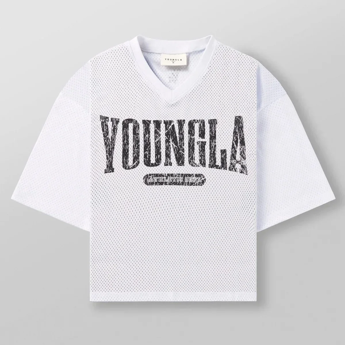 YOUNGLA アメリカのファッションブランドオーバーサイズ Tシャツメンズスポーツフィットネス速乾性通気性大型メッシュプリント Tシャツ