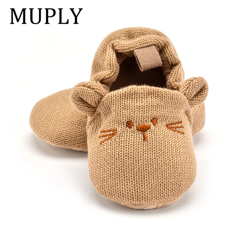Schattige Baby Slippers Peuter Baby Jongen Meisje Knit Crib Schoenen Leuke Cartoon Anti-Slip Prewalker Baby Slippers