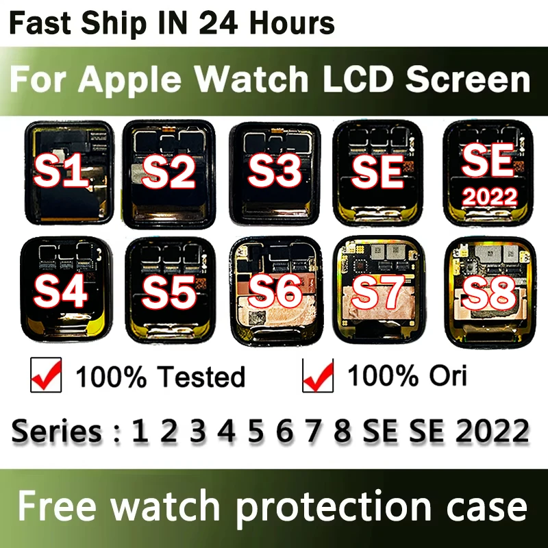 OLED для Apple Watch Series 1, 2, 3, 4, 5, 6 SE 7, ЖК-дисплей с сенсорным экраном и дигитайзером в сборе, замена iWatch 38/42/40/44/41/45 мм