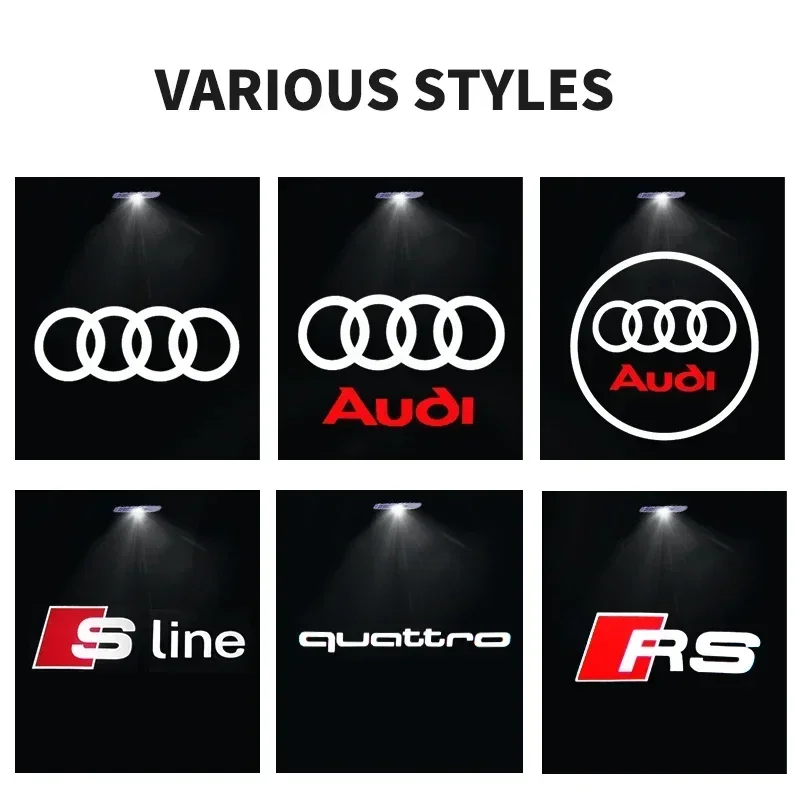 2pcs Car Door Welcome Lights Led Projector Lamps Decoration For Audi Sline A1 A3 A4 A5 A6 C5 C6 C7 A7 Q3 Q5 Q7 TT Etron B6 B7 B8