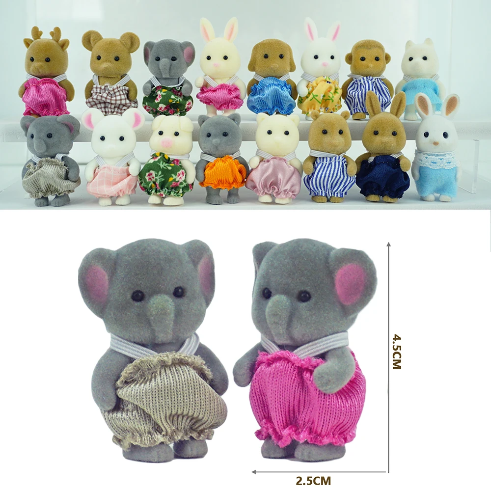 ドールハウスバニーベビーフィギュア 1:12 象羊リス家族人形グッズままごとアクセサリー人形動物モデルのおもちゃ