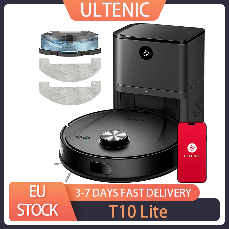 Ultenic t10 lite roboter staubsauger mit lidar navigation, 4500pa absaugung, selbst leer, matrix sauber, 2l mülleimer, app steuerung