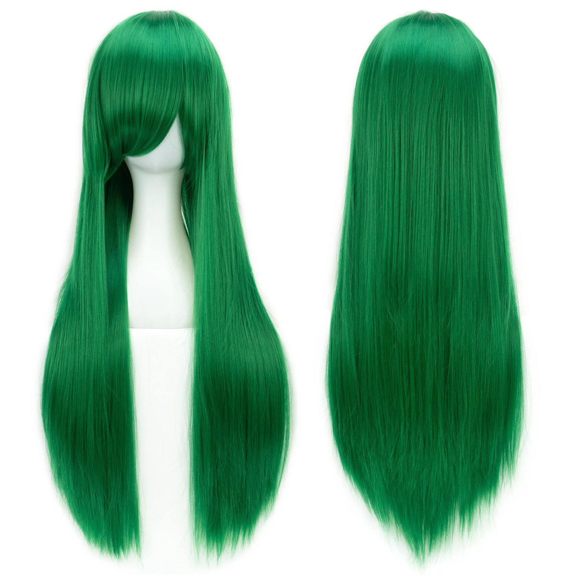 80 ซม.ยาวตรงผมสังเคราะห์สีเทาคอสเพลย์WigsกับBangsฮาโลวีนเครื่องแต่งกายPartyวิกผมสําหรับผู้หญิง