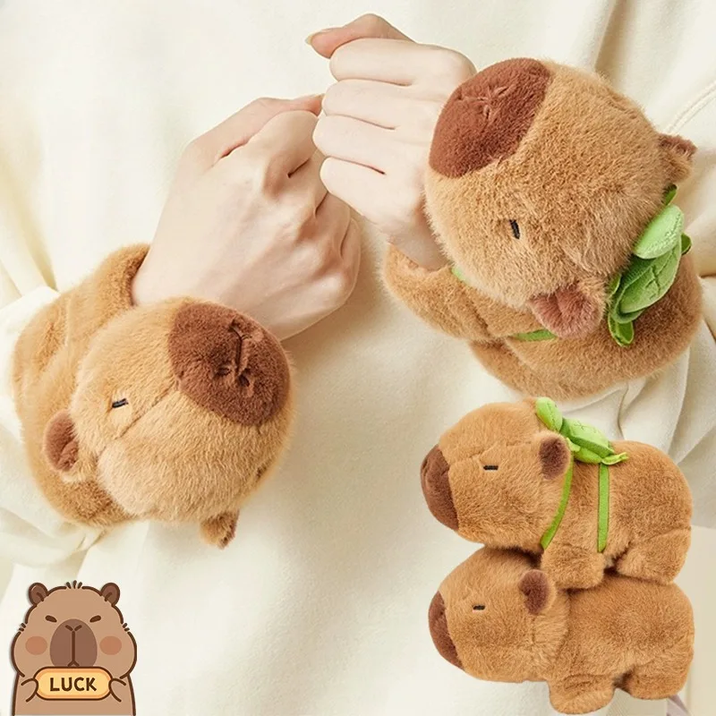 New Capybara Wristband Bracelet Kawaii Cartoon Plush Animal Capybara Clap Circle Cotton Doll Cute Children Toys Kids Funny Gifts