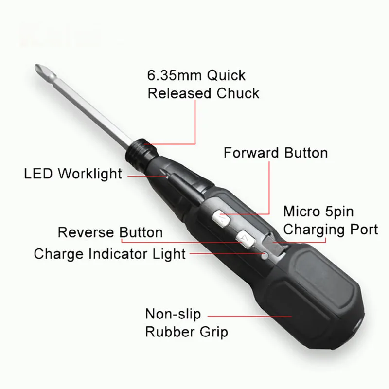 Maizhe Rechargeable Electric&Manual Duo Screwdriver 3.6V Cordless Mini Power Tool With LED Light For DIY Household