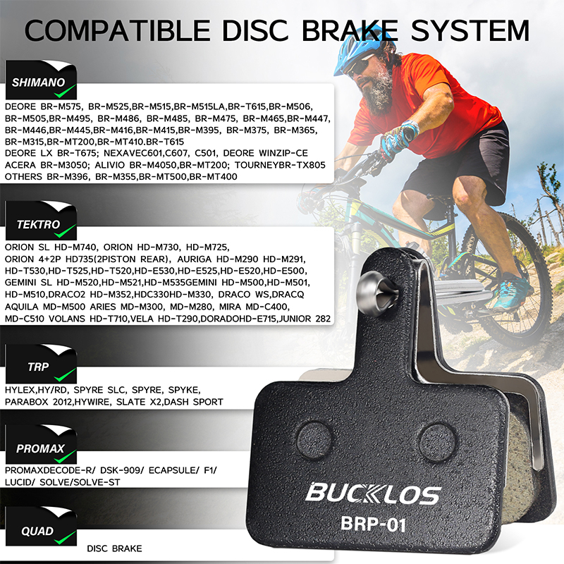 BUCKLOS BRP-01 Klocki hamulcowe z żywicy półmetalicznej MTB Hydrauliczne klocki hamulcowe do SHIMANO B01S B05S Rowerowe klocki hamulcowe do M525 M395