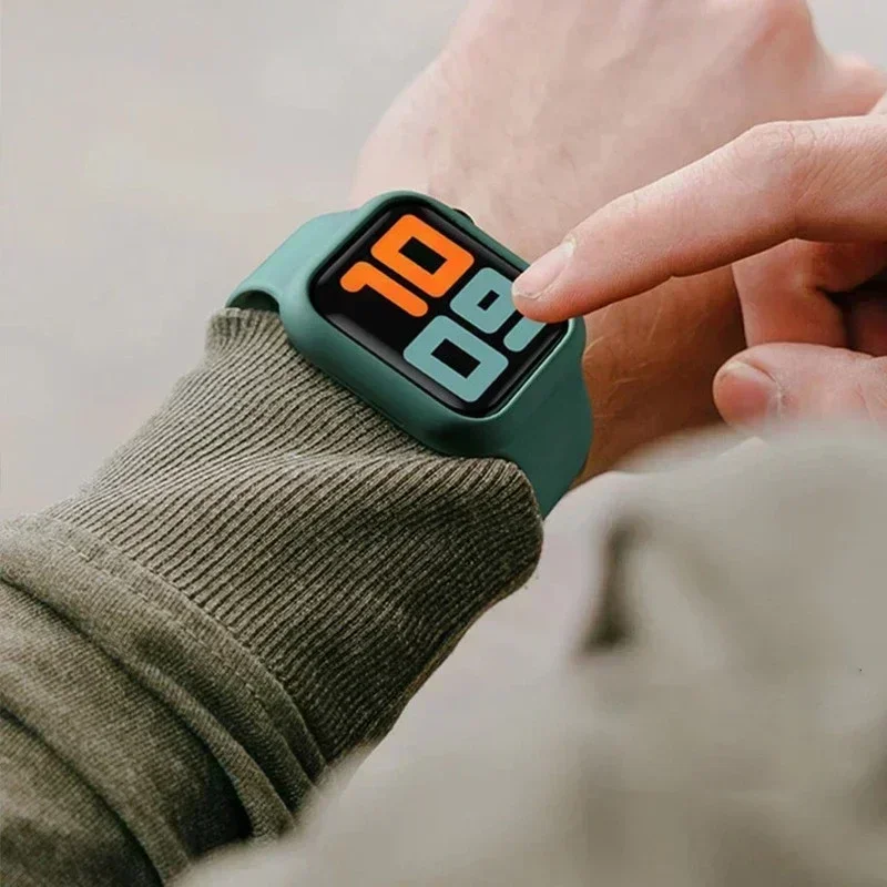 Apple Watch用ガラスケースとストラップ,iwatchシリーズ用スクリーンプロテクター10,9,8,7,6,5,4,46mm, 44mm, 41mm, 40mm 38mm、45mm、42mm