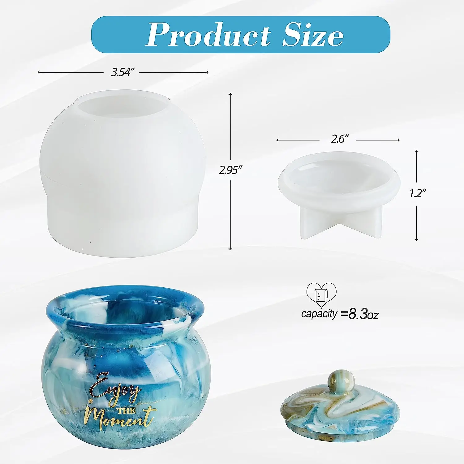 Jars แม่พิมพ์เรซิน,Jar แม่พิมพ์ซิลิโคนพร้อมฝาปิด,อีพ็อกซี่เรซินแม่พิมพ์หล่อ Jar แม่พิมพ์สําหรับกล่องเก็บ,Candy เครื่องประดับ