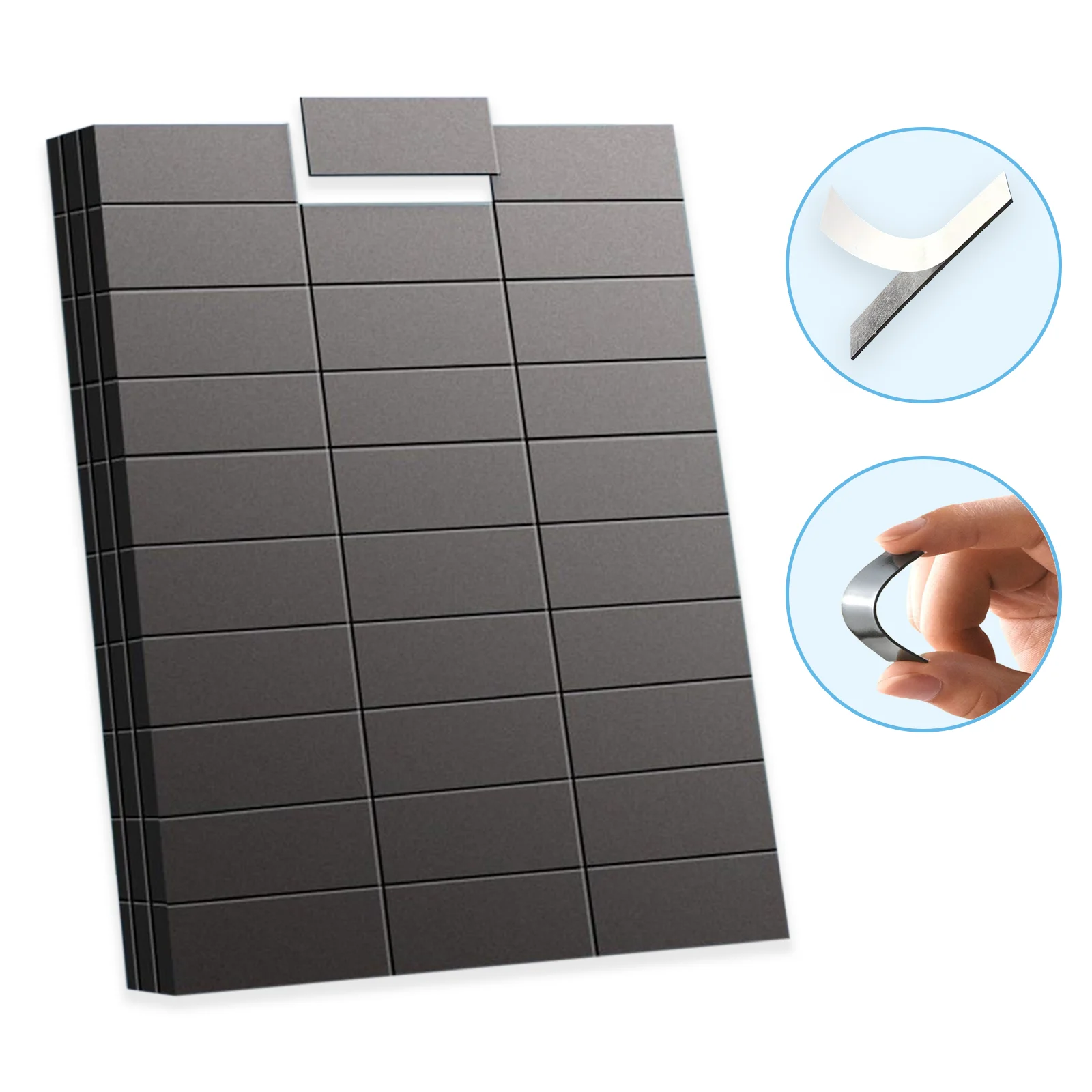 90 pezzi/set mini fogli magnetici autoadesivi flessibili 2x5 cm magneti da frigorifero per lavagne scatole di ghiaccio organizzazione del frigorifero