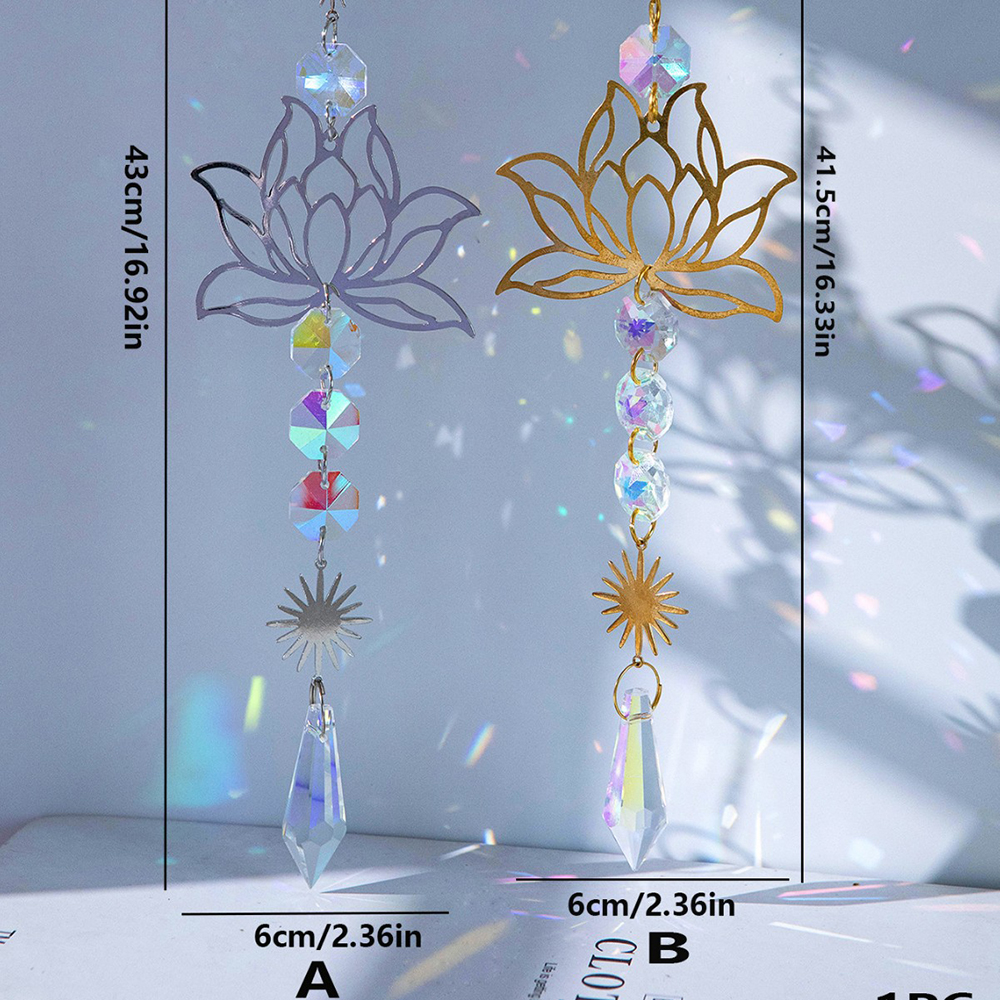 1PC หินธรรมชาติ Sun Catcher คริสตัล Wind Chimes Amethyst Lotus แขวนหน้าต่างตกแต่งสวน