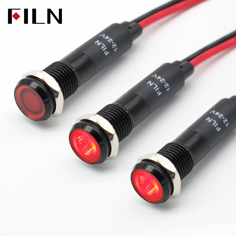 FILN 8 mét LED ánh sáng bảng điều khiển gắn đầu phẳng màu đen vỏ kim loại mini 12 v 24 v 110 v 220 v với 20 cm cáp