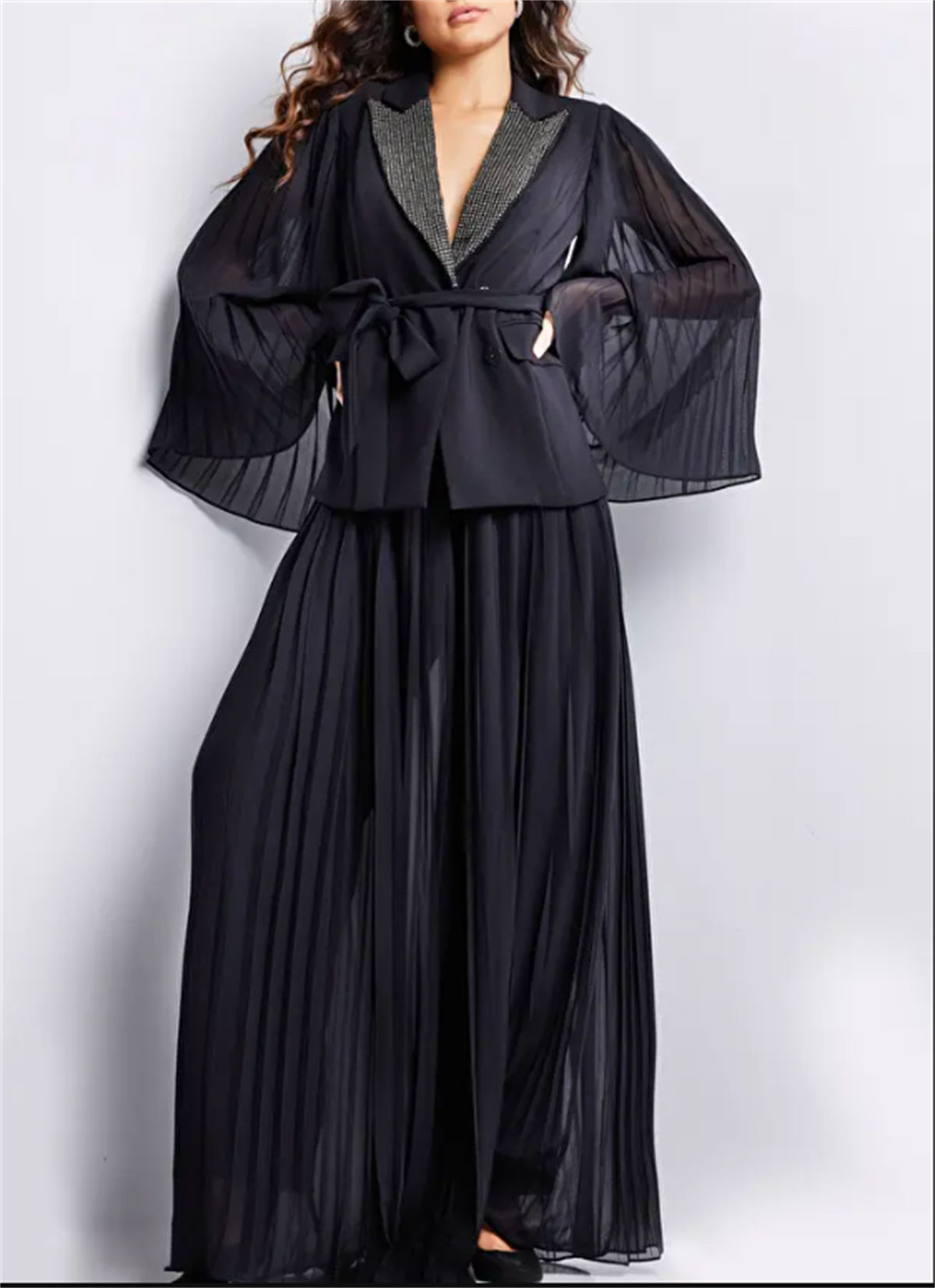 ที่กําหนดเองสุภาพสตรีอย่างเป็นทางการชุดคอวีไหล่เสื้อชีฟองผ้าพิเศษพรรคสวมใส่อย่างเป็นทางการbسات