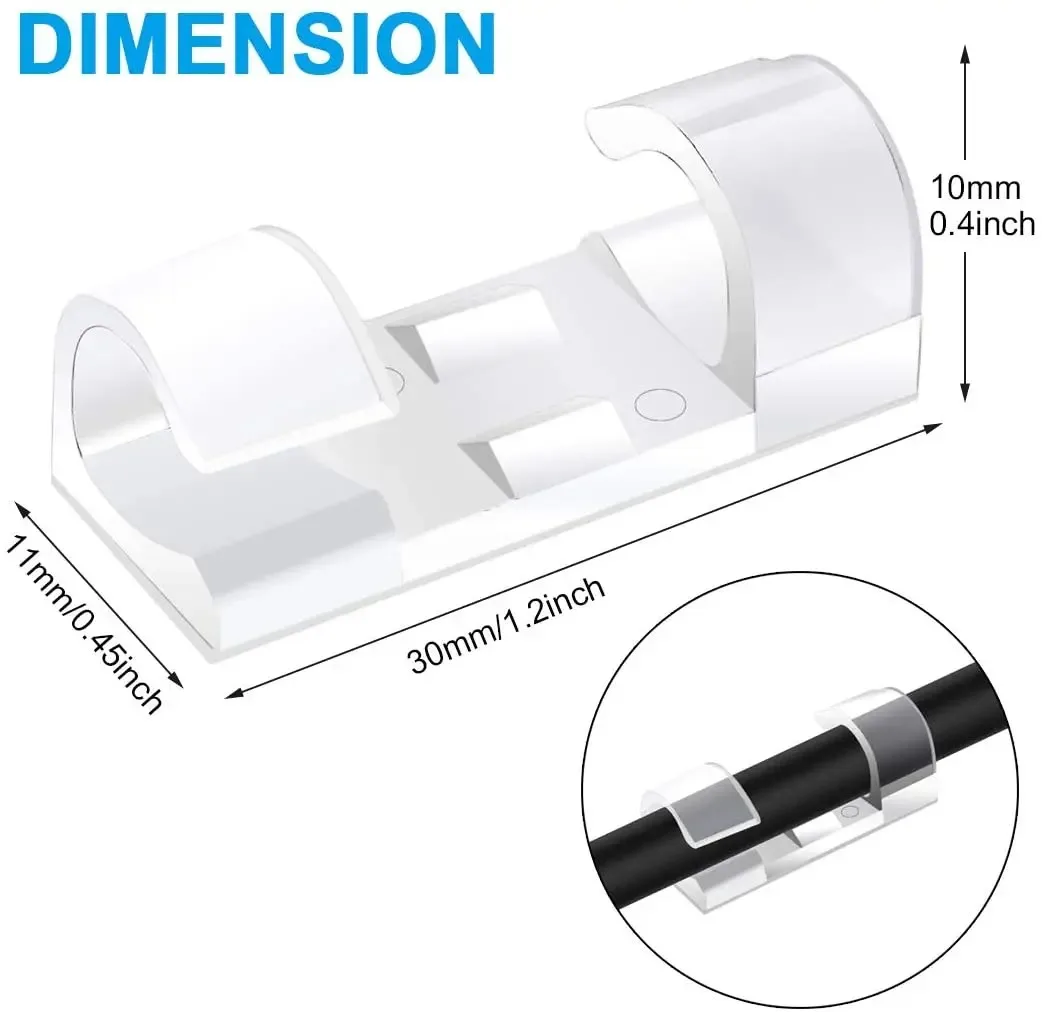 20/40PCS Organizzatore di cavi Clip Gestione dei cavi Gestore dei cavi Supporto del cavo Linea dati di ricarica USB Avvolgitore della bobina Gancio a parete