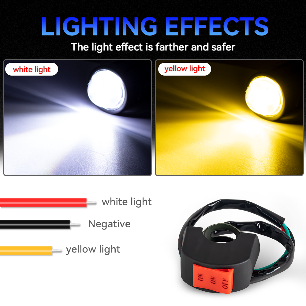Motorfiets Led Spotlight Mini Rijden Licht 12V Hi/Lo Dual Color Motorfiets Koplamp ATV Scooter Motorfiets Extra koplamp