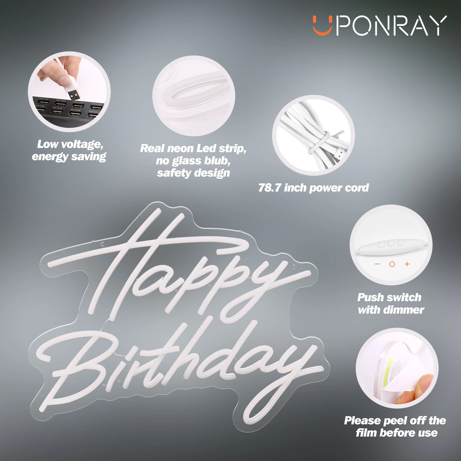 UponRay 생일 파티 장식용 LED 네온 사인, 베이비 네온 라이트, 파티 홈 행잉 장식