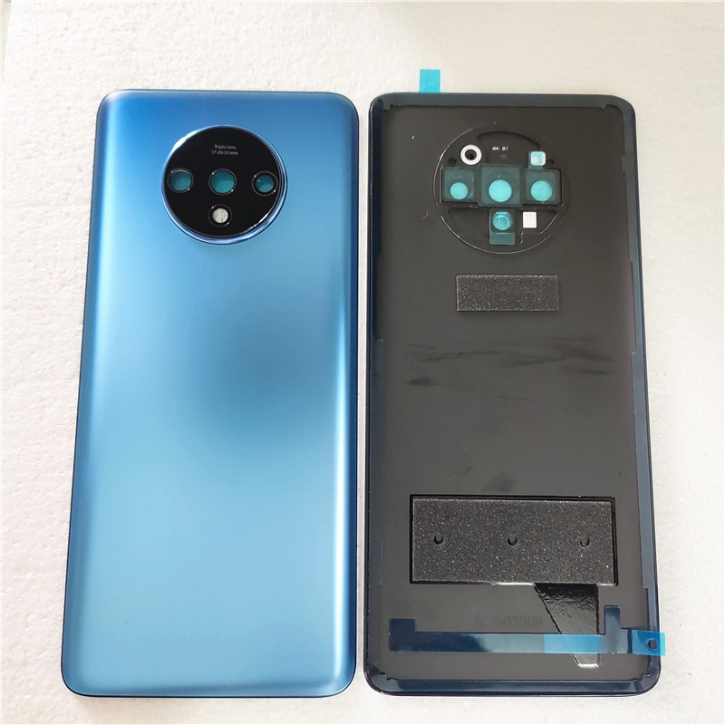 Nueva cubierta trasera de cristal para OnePlus 7T, funda de batería de repuesto para puerta trasera, cubierta de carcasa trasera con lente de cámara