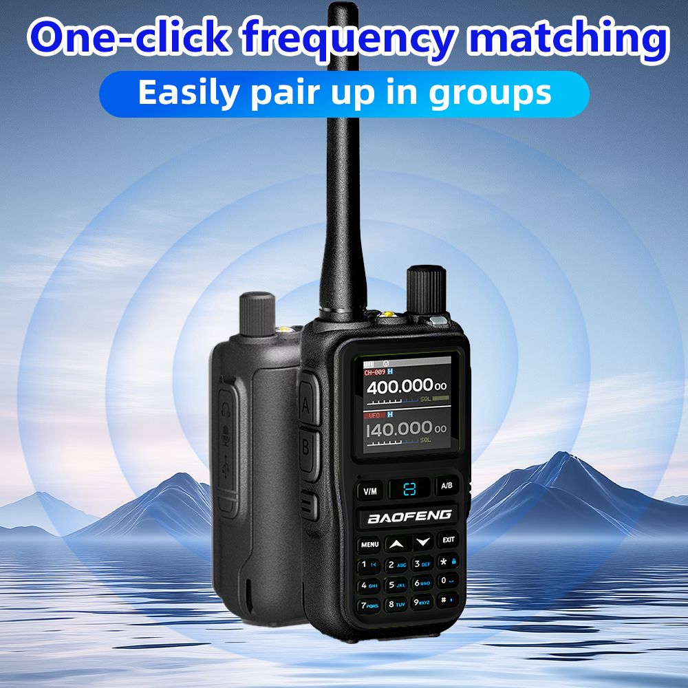 Baofeng Walkie Talkie UV 5R Mini banda Dual PTT Bluetooth VHF/UHF USB-C carga compacta VOX FM Radio aficionadora