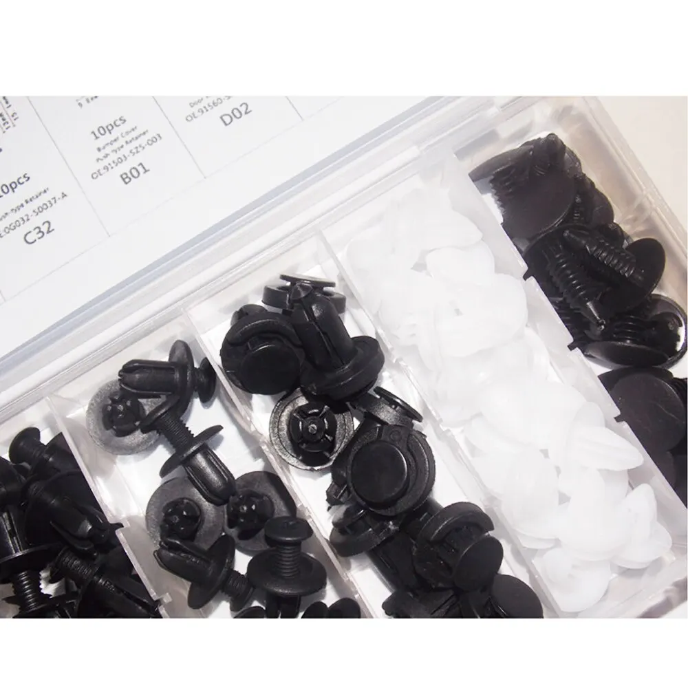 100 pz Auto Fastener Clip Kit parafango rivetto Clip carrozzeria Push fermo Pin rivetto paraurti porta Trim pannello fermo Clip Auto