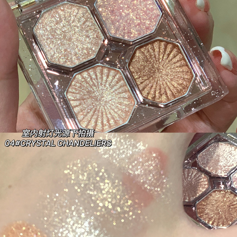 DIKALU-Glitter Gem Eyeshadow Tray, Glitter, Matte, Fácil de Remover Maquiagem, Diariamente, 4 Cores