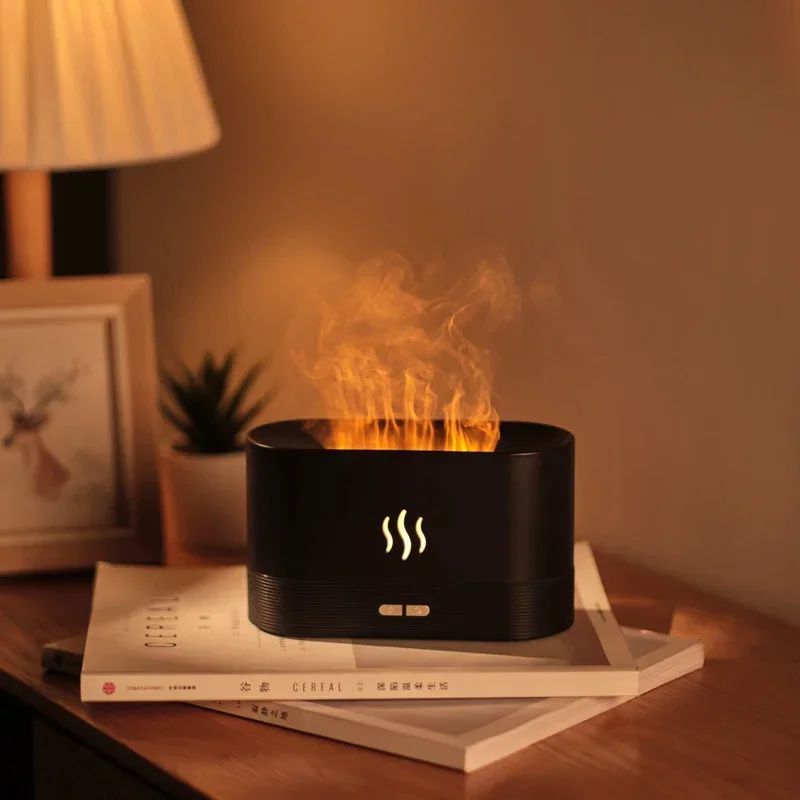 น้ําหอม Humidifier จําลองเปลวไฟ Aromatherapy Diffuser LED Ultrasonic Air Humidifier ของขวัญสร้างสรรค์น้ํามันหอมระเหยโคมไฟเปลวไฟ