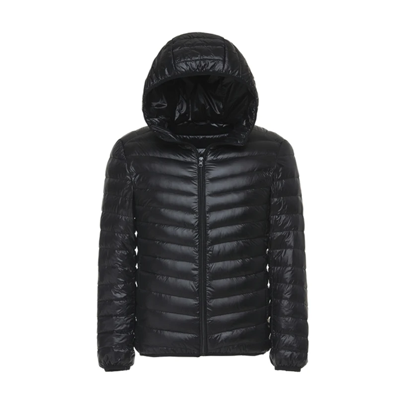 Herren Ultraleichte, verstaubare Daunenjacke mit Kapuze, atmungsaktiver Mantel, Übergröße, Herren-Kapuzenpullover, Mantel, Federstoff, Herbst und Winter, Z1