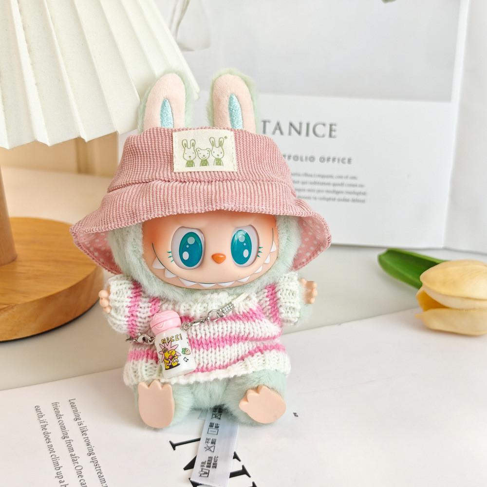 17 см мини-плюшевая кукла, одежда, аксессуары для Кореи Kpop Exo Labubu Idol V1 V2, розовый полосатый костюм, одежда в подарок