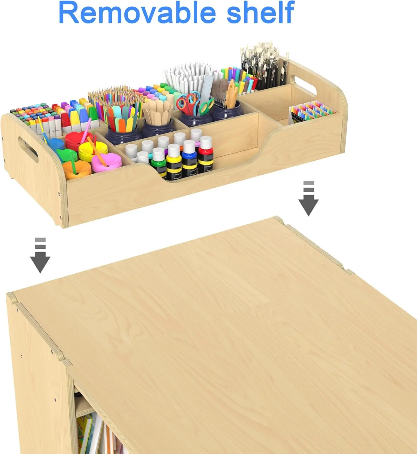 Kids Art Table and Chairs Set - Craft Table with Large Storage Desk and Portable Art Supply  for Ages 8-12, 47" L x 30" W