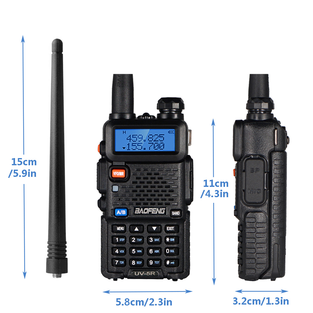 2 uds BAOFENG UV-5R 5W 8W Radio bidireccional de doble banda de alta potencia Walkies portátiles de mano de largo alcance Talkies para caza