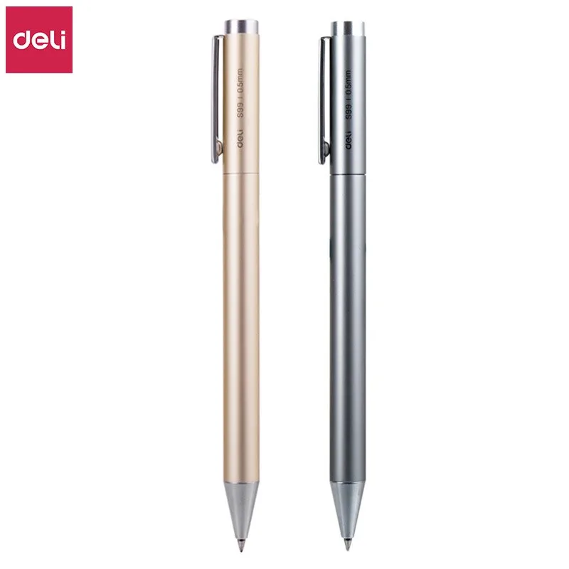 Deli Metallschildstift, Gel-Tintenstifte, goldene silberne Farbe, Metallic-Schreibstift, Bürobedarf, 0,5 mm