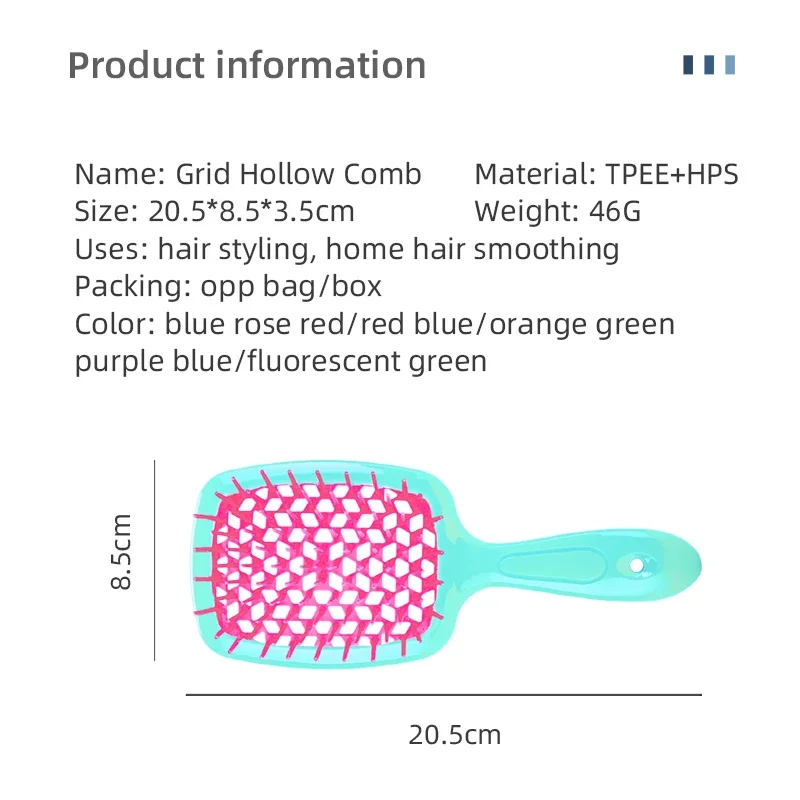Zestaw 2 grzebieni do włosów antystatycznych do masażu skóry głowy, do włosów mokrych i suchych, szczotka do rozczesywania, grzebienie do stylizacji włosów, zestaw szczotek fryzjerskich do salonu.
