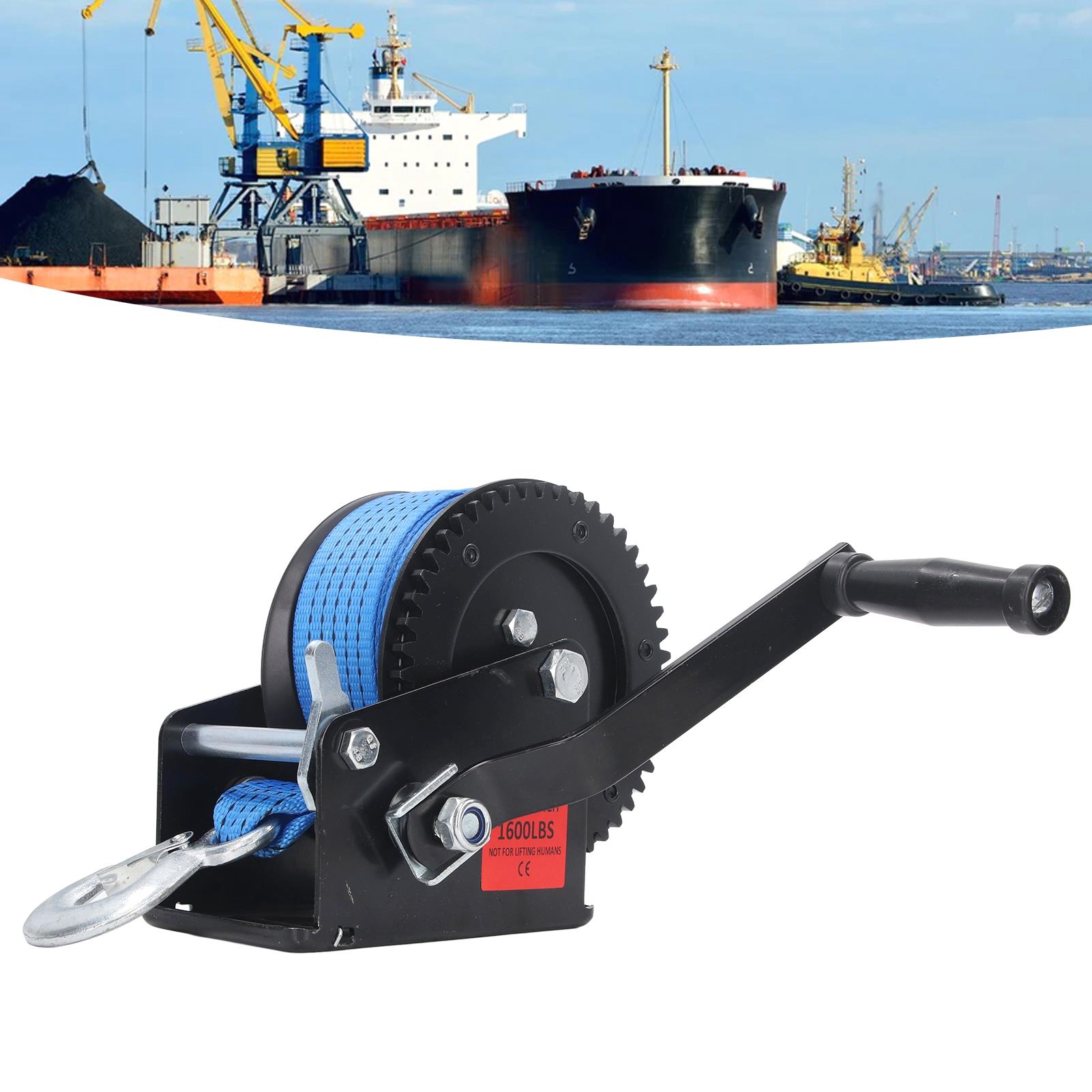 Manivela para levantamento industrial, guincho manual com cinta de nylon, Heavy Duty, liga de aço, 1600lbs