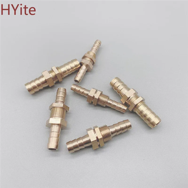 ท่อ ID 6 8 10 12 14 16 มม.ท่อ Barb BULKHEAD ทองเหลือง Barbed Tube ท่อข้อต่อ Coupler CONNECTOR ADAPTER สําหรับการใช้แก๊สน้ําทองแดง